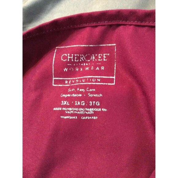 Cherokee Authentic Workwear Scrub Top Size 3X Burgandy - Picture 3 of 5
